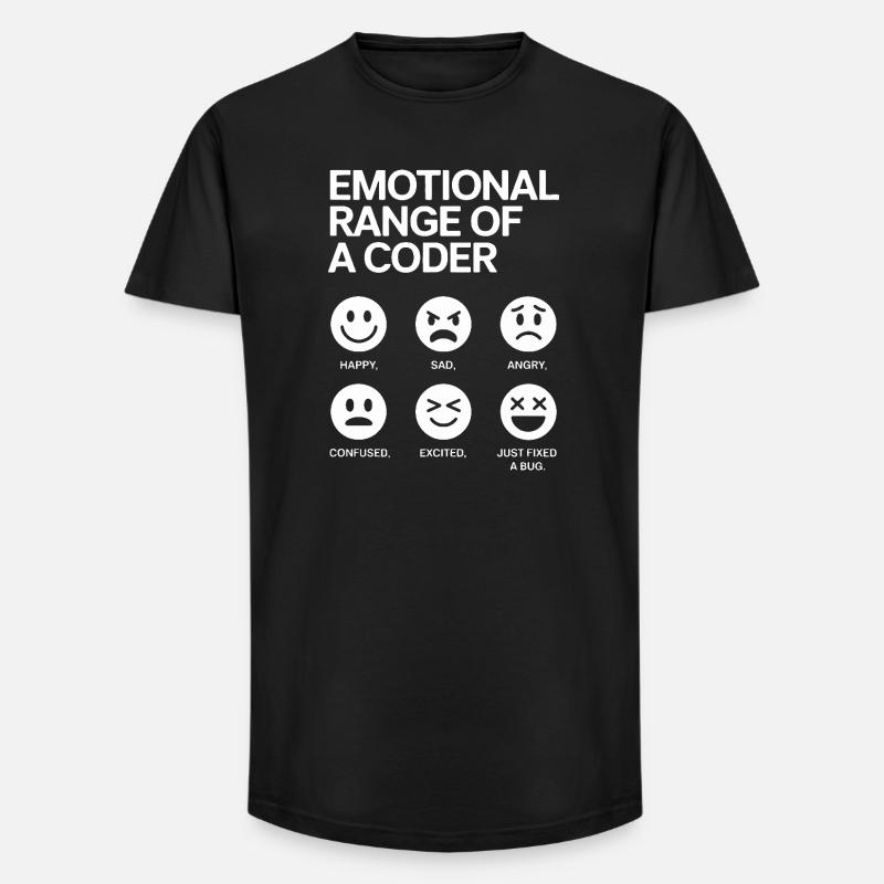 Emotional Range of a Coder - Long Fit Men's T-Shirt - black