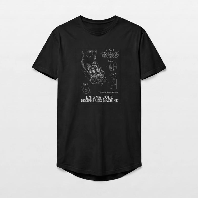 Enigma Code Deciphering Machine Illustration Long Fit Men's T-Shirt