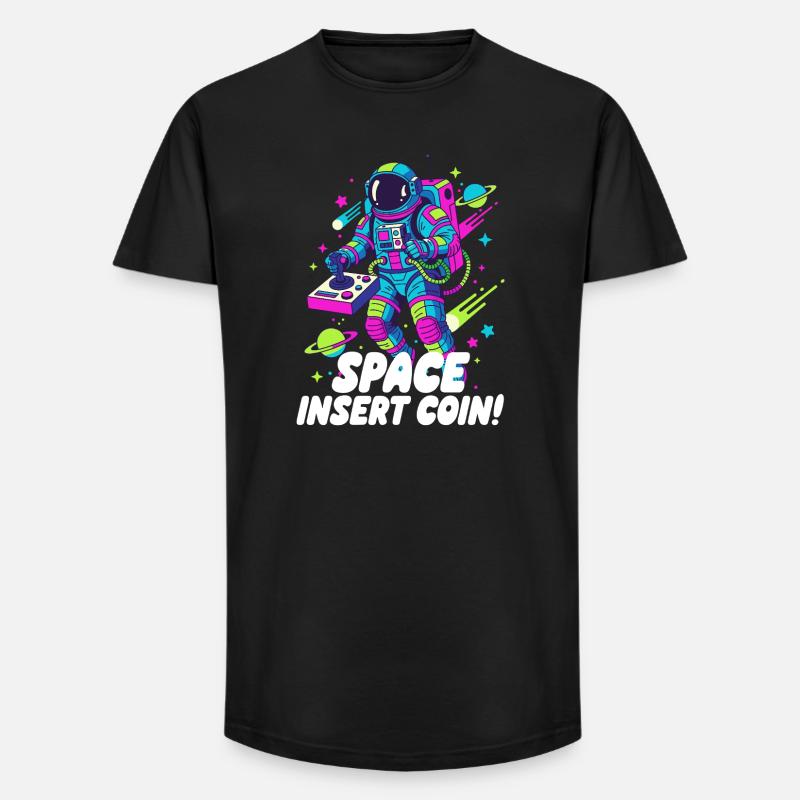Pièce d’insertion spatiale - T-shirt coupe longue homme - noir