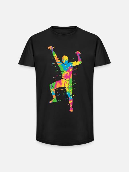 Klettern Berge bunt Kletterer Bouldern - Long Fit Männer T-Shirt - Schwarz