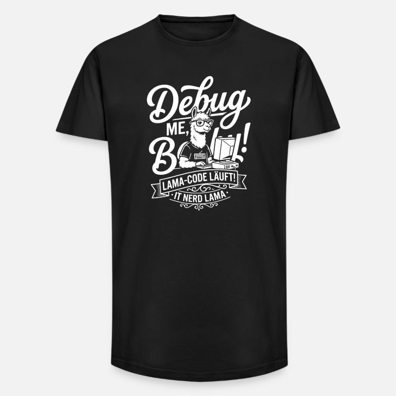 Lama Code Debug Design - Long Fit Männer T-Shirt - Schwarz