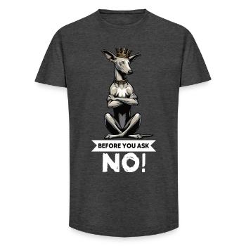 Before You Ask Podenco Podencos Podencoliebhaber - Long Fit Männer T-Shirt - Anthrazit - Vorne - AI Model Male 185 light (185cm)