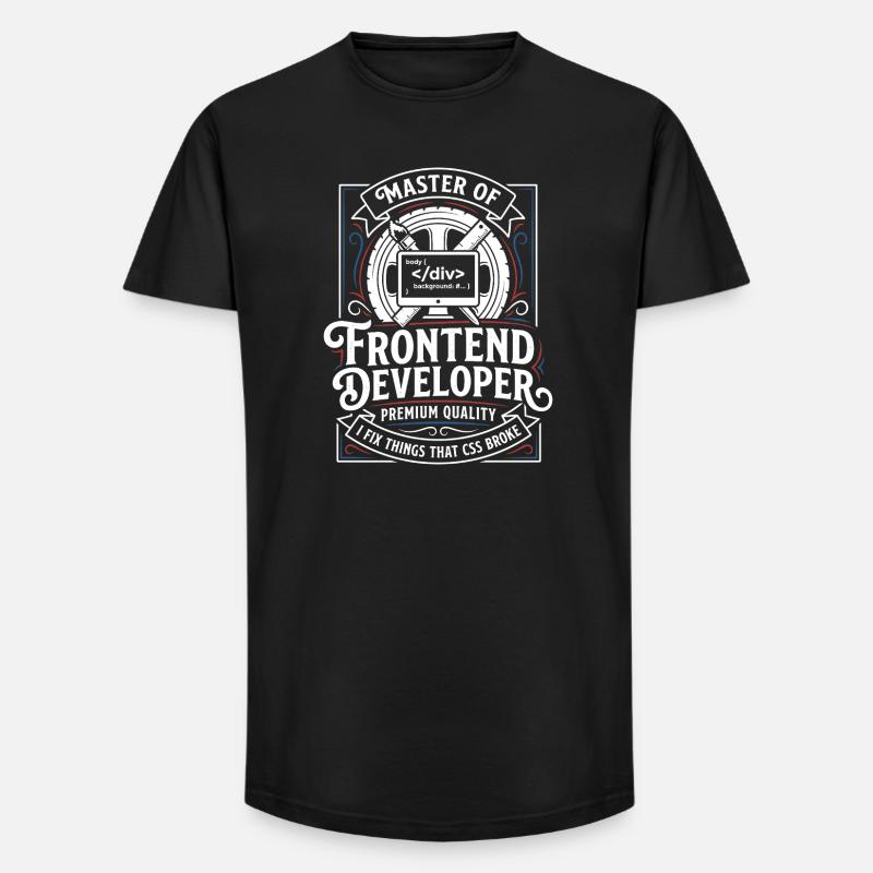 Maître frontend : art CSS HTML - T-shirt coupe longue homme - noir