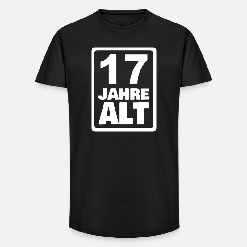 17 - Long Fit Männer T-Shirt - Schwarz