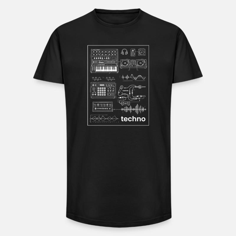 Techno Studio Synthesis - Long Fit Men's T-Shirt - black
