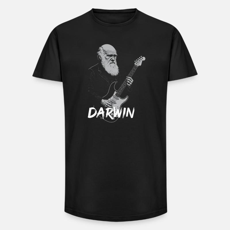 Darwin Playing Guitar Evolution - Long Fit Men's T-Shirt - black