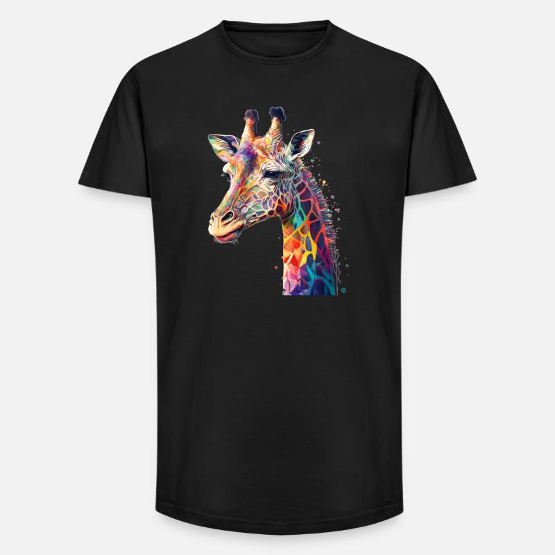 Giraffe - Long Fit Männer T-Shirt - Schwarz