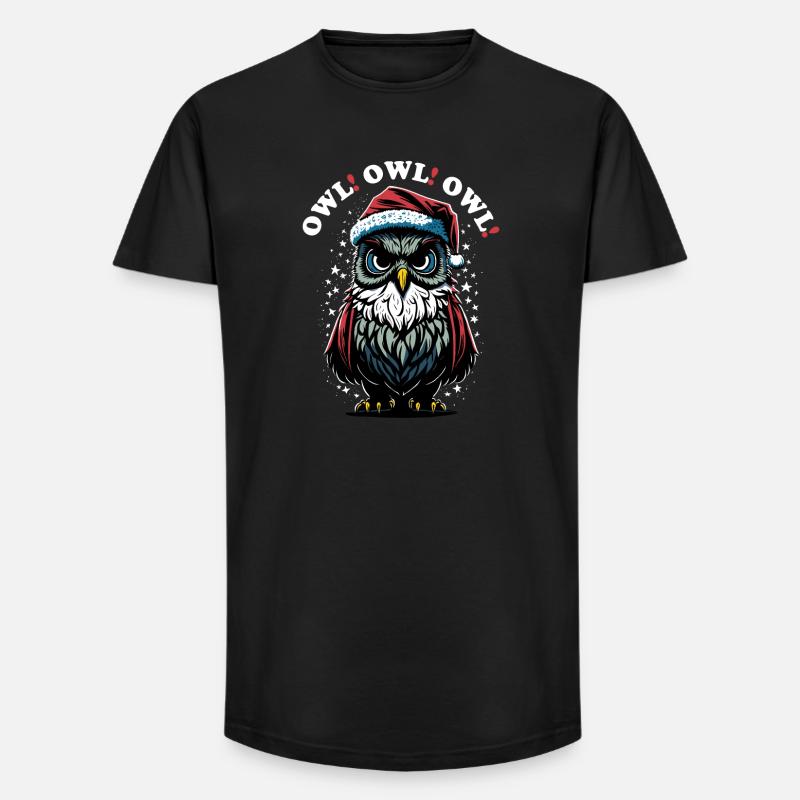 Weihnachtsmann Eule - Long Fit Männer T-Shirt - Schwarz