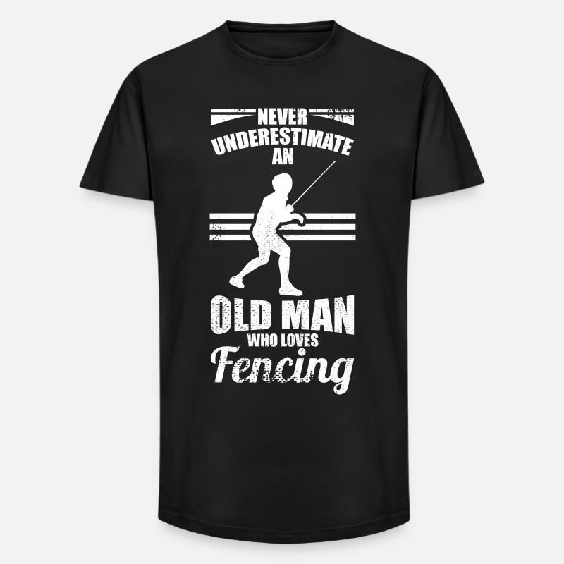 Fechtender Großvater - Long Fit Männer T-Shirt - Schwarz