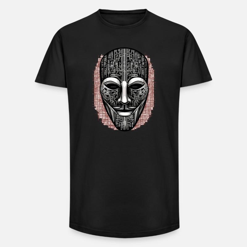 Anonymous Hacker Maske - Long Fit Männer T-Shirt - Schwarz