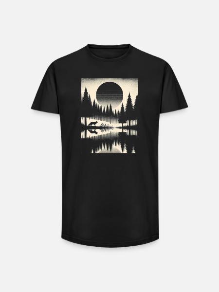FUCHS IM WALD - Long Fit Männer T-Shirt - Schwarz