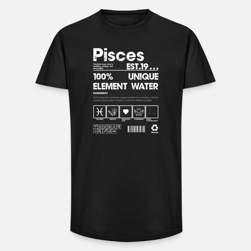 Poissons, Eau, Élément, Art - T-shirt coupe longue homme - noir