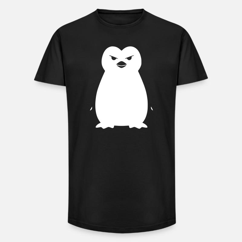 Pinguin Stencil: Boldes Grunge-Statement - Long Fit Männer T-Shirt - Schwarz