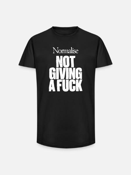 Normalise not giving a fuck - Long Fit Men's T-Shirt - black