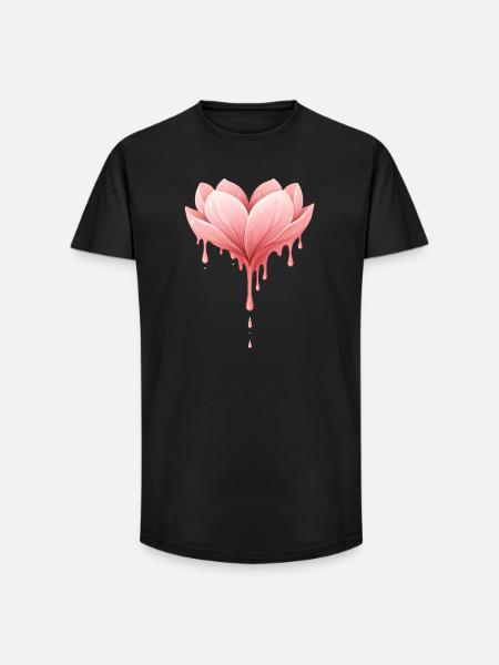 Lotus flower with drops illustration - Long Fit Men's T-Shirt - black