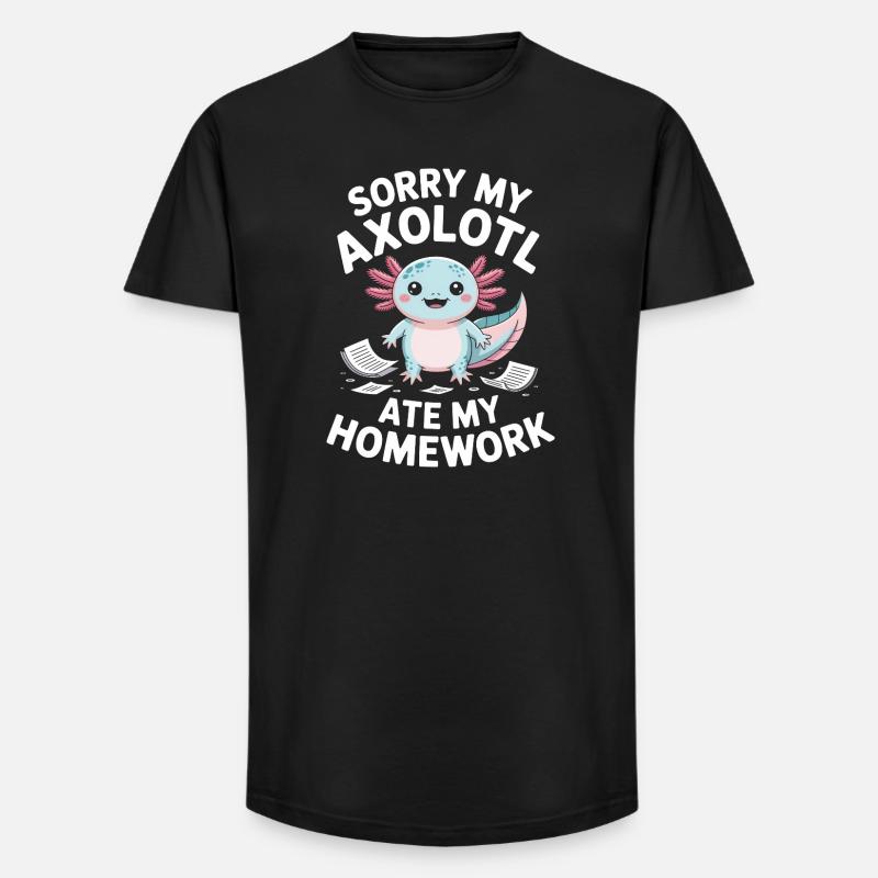 Axolotl a mangé mes devoirs - T-shirt coupe longue homme - noir