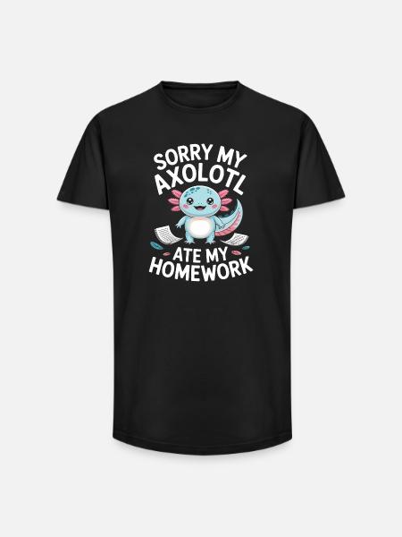 Axolotl Homework Excuse - Long Fit Men's T-Shirt - black