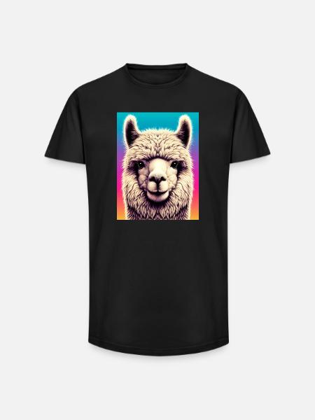 Alpaca - Long Fit Men's T-Shirt - black