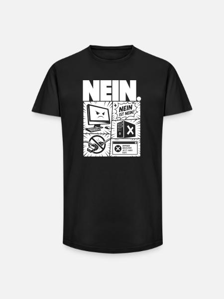 Nein ist Nein Computer IT Design - Long Fit Männer T-Shirt - Schwarz