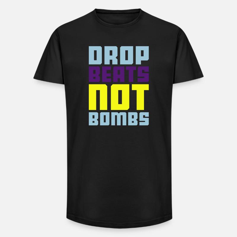 drop beats not bombs - Long Fit Männer T-Shirt - Schwarz