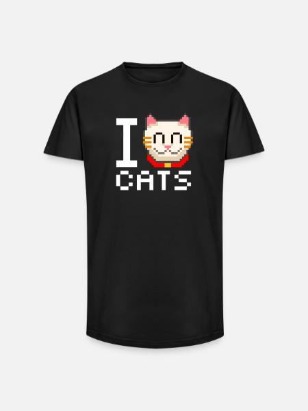 I love cats - Long Fit Men's T-Shirt - black