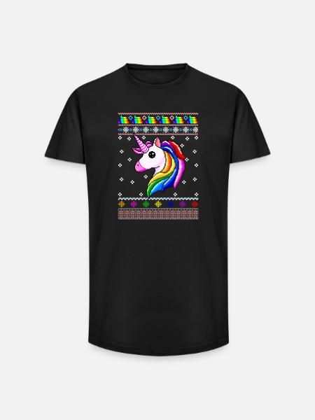 Unicorn Christmas - Long Fit Men's T-Shirt - black