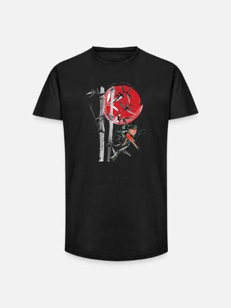 Bamboo row in the red moon - Long Fit Men's T-Shirt - black