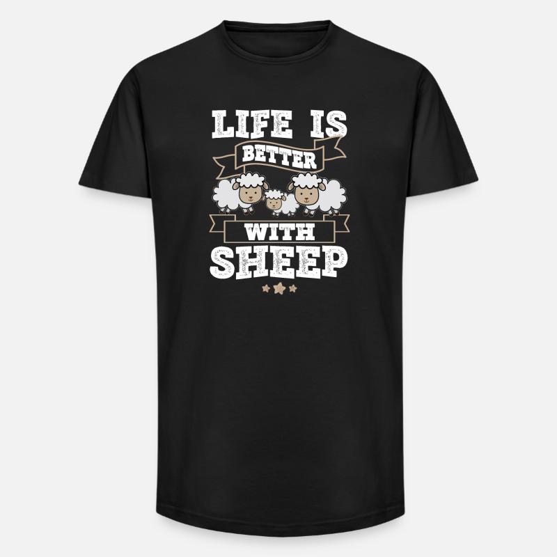Schaf - Long Fit Männer T-Shirt - Schwarz