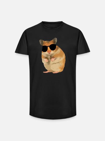 Hamster Menno with sunglasses cool - Long Fit Men's T-Shirt - black