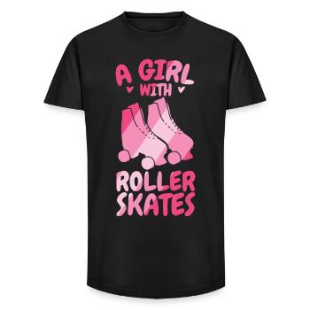 Rollschuh Mädchen - Long Fit Männer T-Shirt - Schwarz - Vorne - AI Model Male 185 light (185cm)