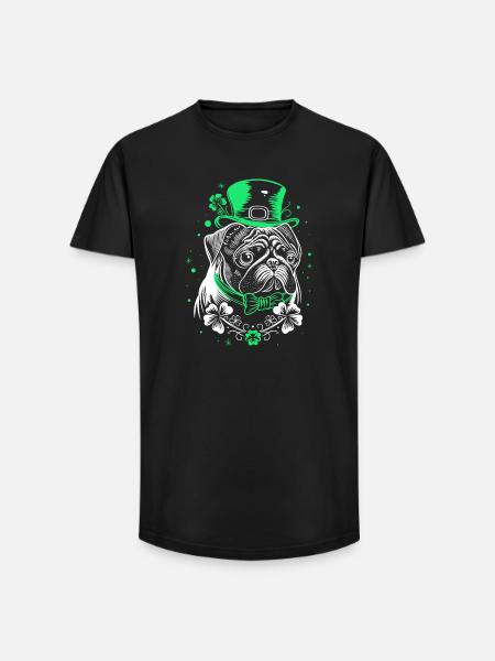Pug with St Patrick's Day Hat - Long Fit Men's T-Shirt - black