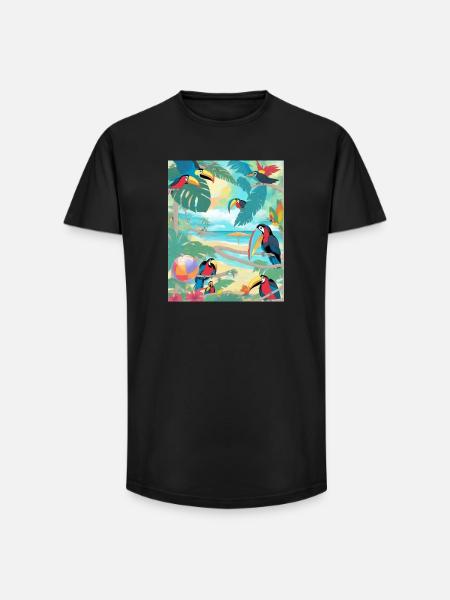 Toucan paradise - Long Fit Men's T-Shirt - black
