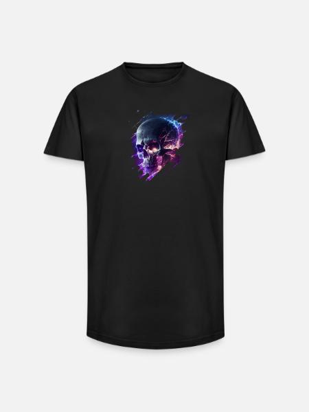 Neon-Kriegs Skull Design - Long Fit Männer T-Shirt - Schwarz