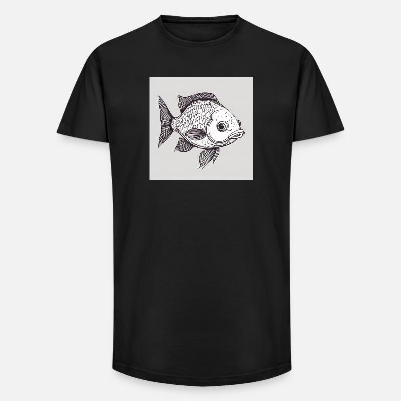Fisch - Long Fit Männer T-Shirt - Schwarz