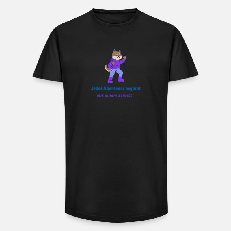 Jedes Abenteuer beginnt mit einem Schritt - Long Fit Männer T-Shirt - Schwarz