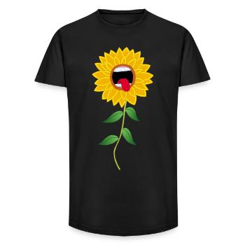 Howling Sunflower Flower - Long Fit Men's T-Shirt - black - Front - AI Model Male 185 light (185cm)