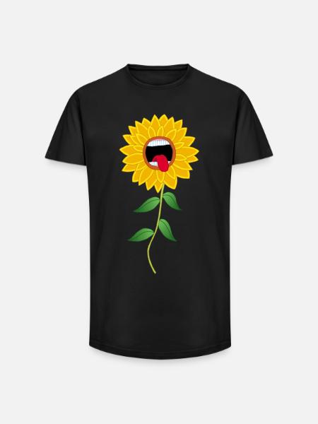Howling Sunflower Flower - Long Fit Men's T-Shirt - black
