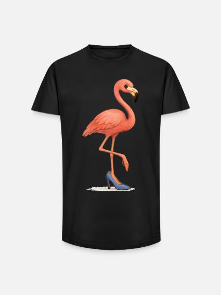 Funny flamingo in high heel - Long Fit Men's T-Shirt - black