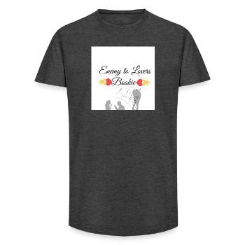 Enemy to lovers bookie design - Long Fit Men's T-Shirt - charcoal grey - Front - AI Model Male 185 light (185cm)