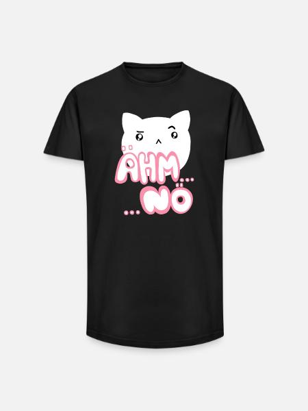 Euh, non, le rose chat kawaii - T-shirt coupe longue homme - noir