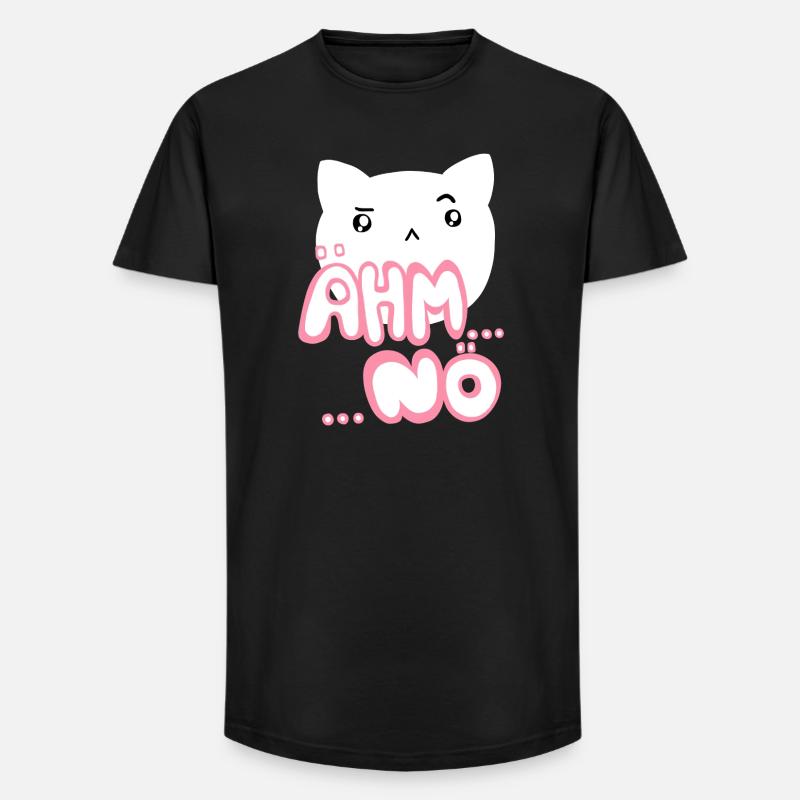 Ähm nö Kawaii Katze rosa - Long Fit Männer T-Shirt - Schwarz