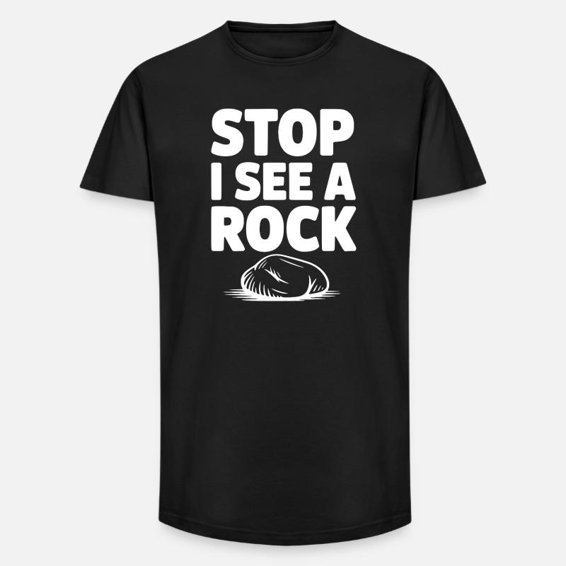 Stop I See a Rock - Long Fit Men's T-Shirt - black