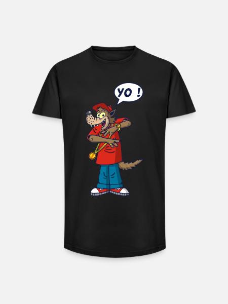 Wolf-Rapper - Long Fit Männer T-Shirt - Schwarz