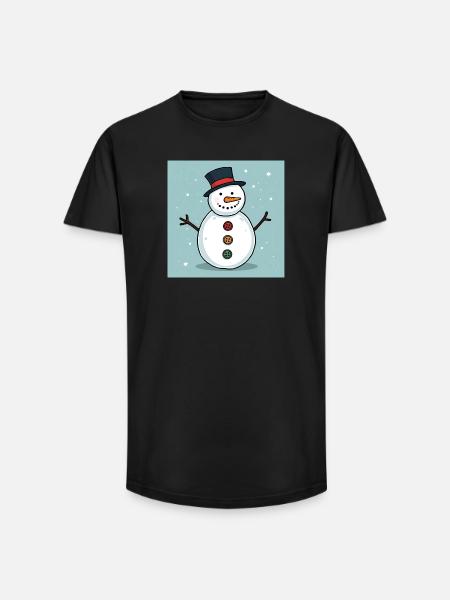 Bunter Schneemann mit Knöpfen - Long Fit Männer T-Shirt - Schwarz
