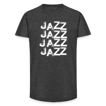 Jazz Stacked Typography - Long Fit Men's T-Shirt - charcoal grey - Front - AI Model Male 185 light (185cm)