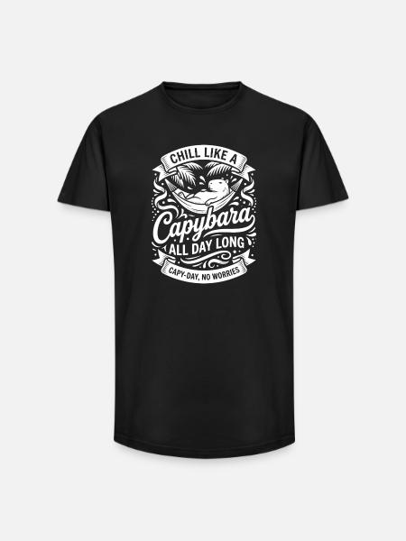 Capybara Chilling All Day - Long Fit Men's T-Shirt - black
