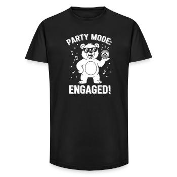 Party Mode Bear: Engaged! - Long Fit Men's T-Shirt - black - Front - AI Model Male 185 light (185cm)