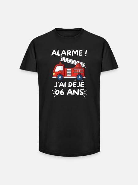 Fire Truck, 06 Year Old Birthday - Long Fit Men's T-Shirt - black