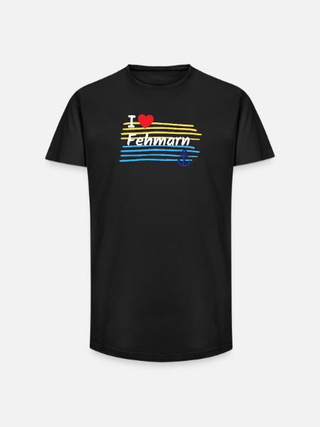 I love Fehmarn coastal look - Long Fit Men's T-Shirt - black