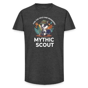 Mythic Scout Badger Wild And Wonders Design - Long Fit Men's T-Shirt - charcoal grey - Front - AI Model Male 185 light (185cm)